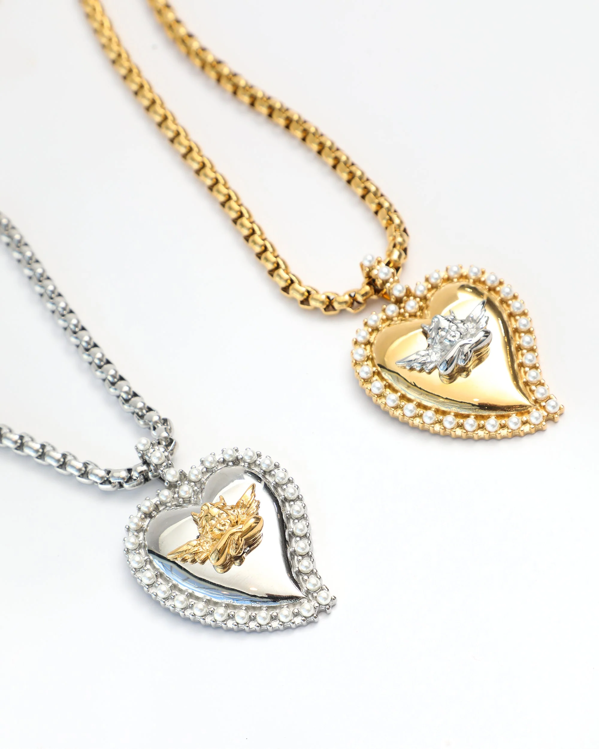 Pearl Heart Gold Logo Necklace - Image 3