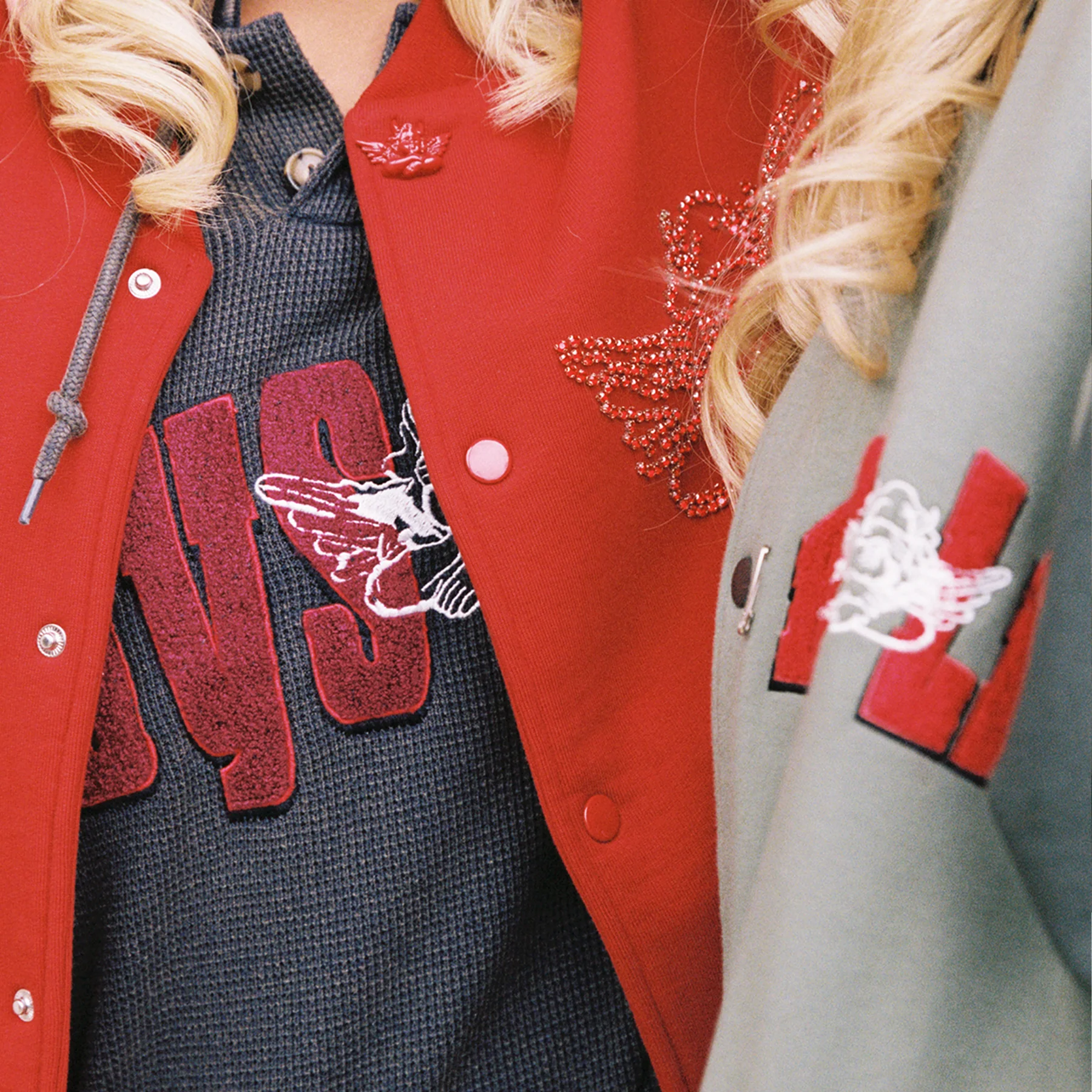 Red Roses, Red Roses Fleece Varsity Jacket - Image 5