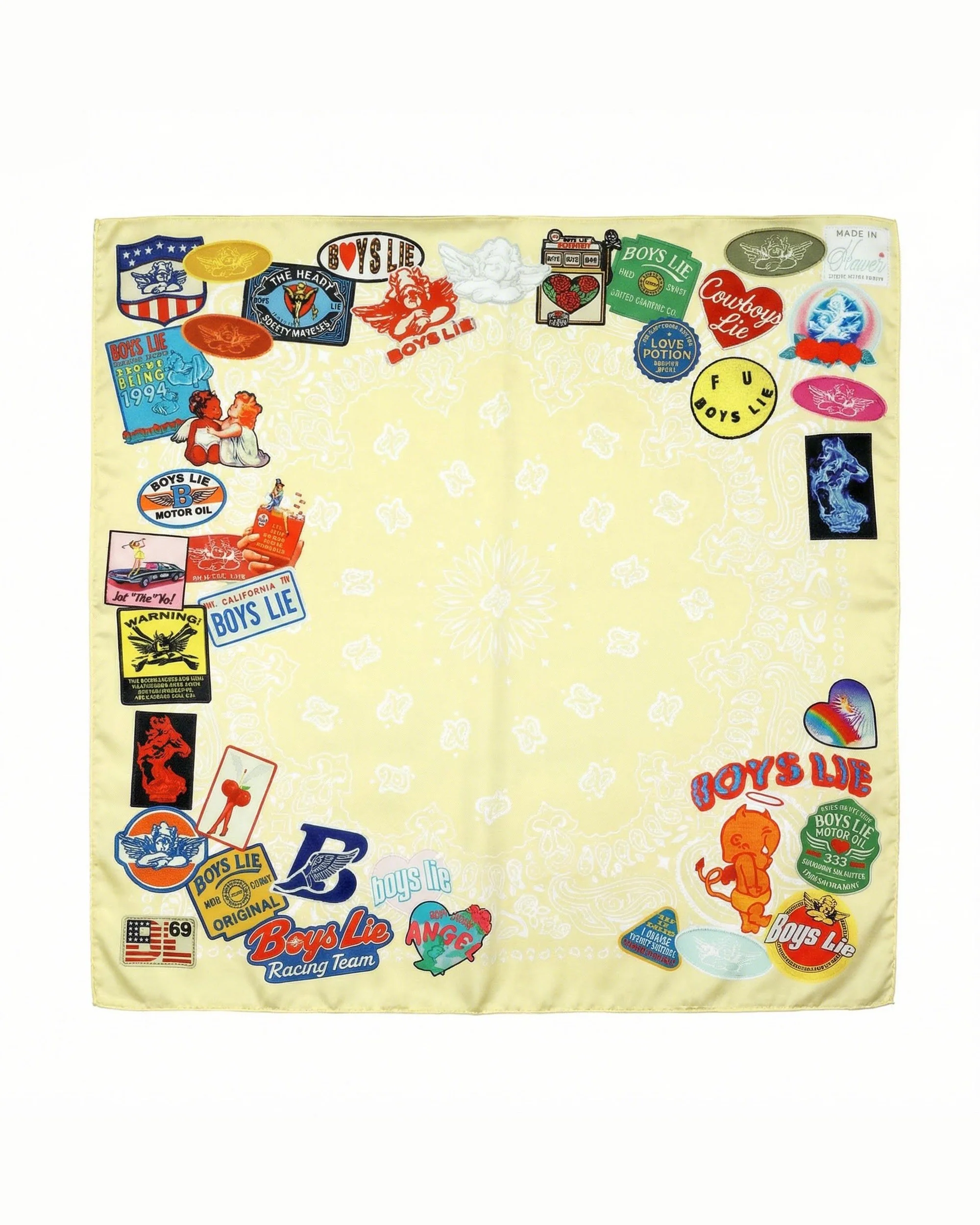 Yellow Patched Up Satin Bandana - Image 2